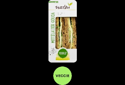 Gesunde und frische Bagels, Gerichte, Salate, Snacks, Wraps und Getränke aus einem Automaten: Mittelalter Gouda Sandwich